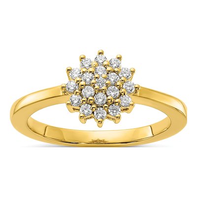 14K Yellow Gold 1/4 ct tw Lab-Grown Diamond Cluster Ring