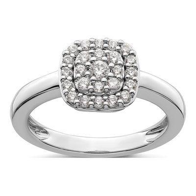 14K White Gold 3/8 ct tw Lab-Grown Diamond Halo Ring
