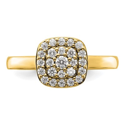14K Yellow Gold 3/8 ct tw Lab-Grown Diamond Square Halo Ring – view 4