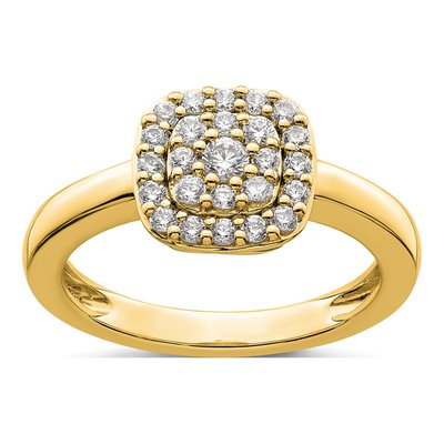 14K Yellow Gold 3/8 ct tw Lab-Grown Diamond Square Halo Ring