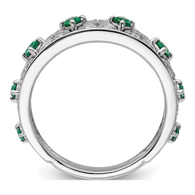 14K White Gold 1/2 ct tw Lab-Created Emerald & Lab-Grown Diamond Ring – view 3