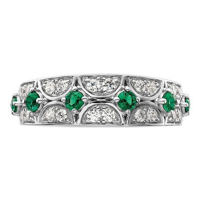 14K White Gold 1/2 ct tw Lab-Created Emerald & Lab-Grown Diamond Ring – view 5