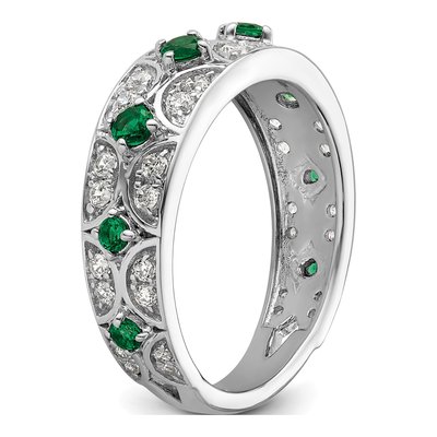 14K White Gold 1/2 ct tw Lab-Created Emerald & Lab-Grown Diamond Ring – view 7