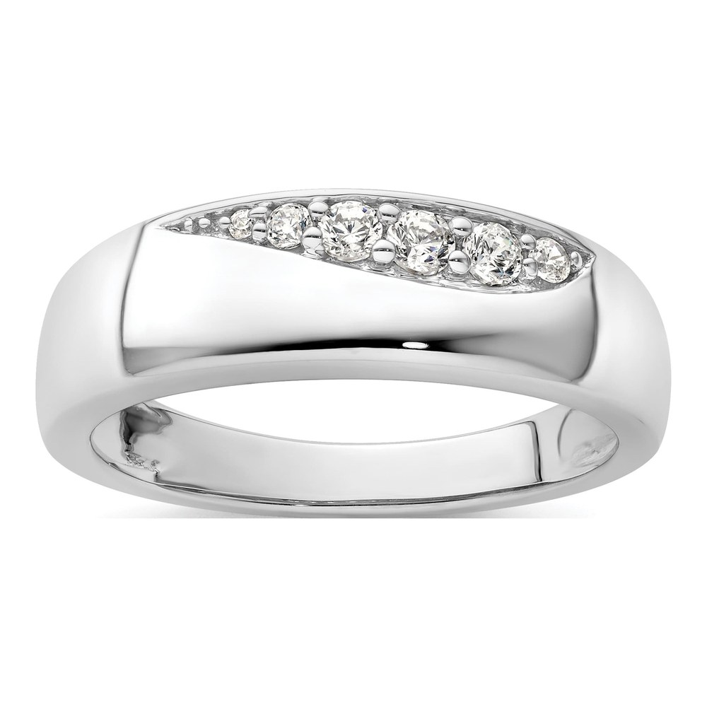 14K White Gold Men's 1/4 ct Lab Diamond Band