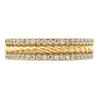 14K Yellow Gold 1/3 ct tw Diamond 3-Row Ring – view 5