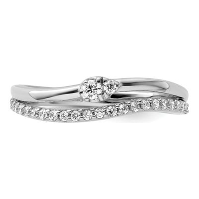 14K White Gold 1/4 ct tw Diamond Curved Double Ring – view 5