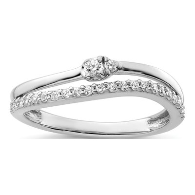 14K White Gold 1/4 ct tw Diamond Curved Double Ring