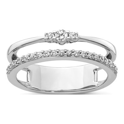 14K White Gold 1/4 ct tw Diamond Double Ring