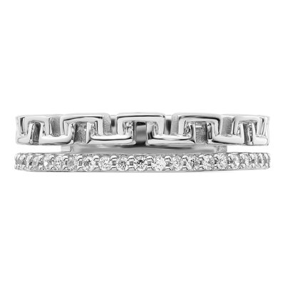 14K White Gold 1/6 ct tw Diamond Double Ring – view 5