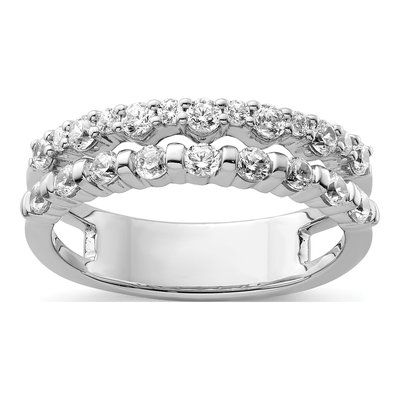 14K White Gold 3/4 ct tw Diamond Double Ring
