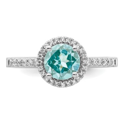 14K White Gold 1/5 ct tw Lab-Created Paraiba & Lab-Grown Diamond Pure Serenity Ring – view 5