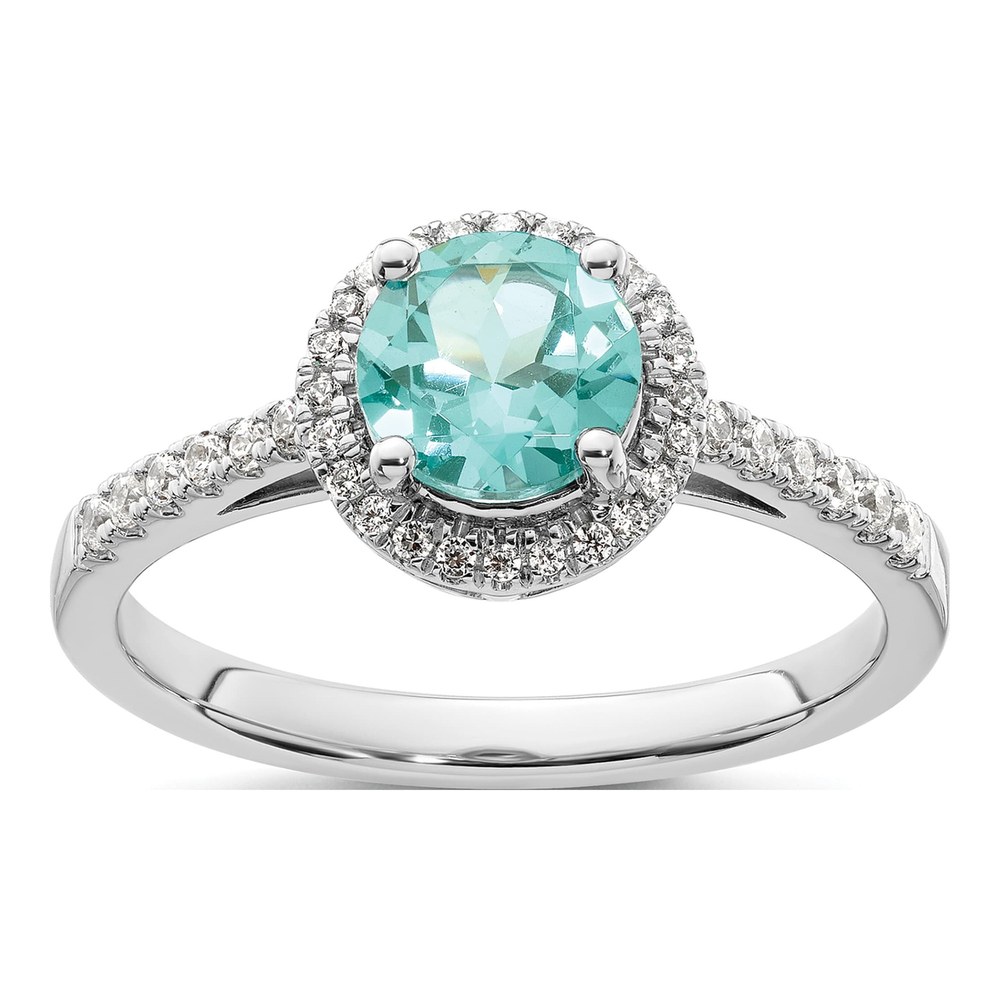 14K White Gold 1/5 ct tw Lab-Created Paraiba & Lab-Grown Diamond Pure Serenity Ring