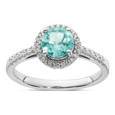 14K White Gold 1/5 ct tw Lab-Created Paraiba & Lab-Grown Diamond Pure Serenity Ring