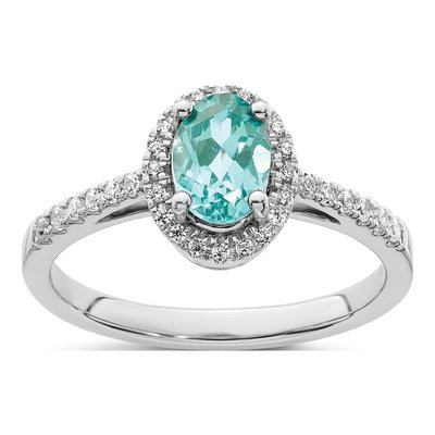 14K White Gold 1/5 ct tw Lab-Created Paraiba & Lab-Grown Diamond Pure Serenity Ring