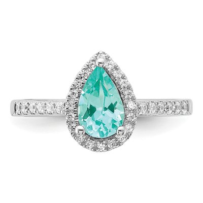 14K White Gold 1/4 ct tw Lab-Created Paraiba & Lab-Grown Diamond Pure Serenity Ring – view 5