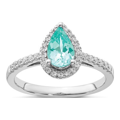 14K White Gold 1/4 ct tw Lab-Created Paraiba & Lab-Grown Diamond Pure Serenity Ring