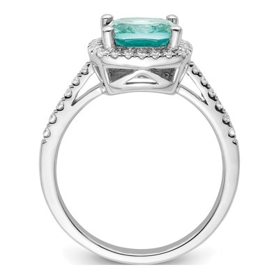 14K White Gold 0.27 ct tw Lab-Created Paraiba & Lab-Grown Diamond Cushion Ring – view 2