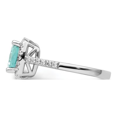 14K White Gold 0.27 ct tw Lab-Created Paraiba & Lab-Grown Diamond Cushion Ring – view 3