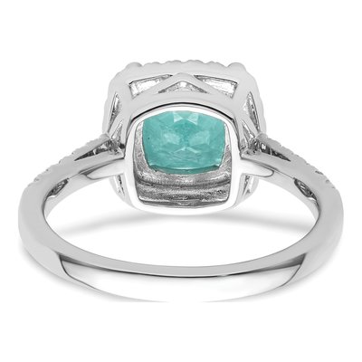 14K White Gold 0.27 ct tw Lab-Created Paraiba & Lab-Grown Diamond Cushion Ring – view 5