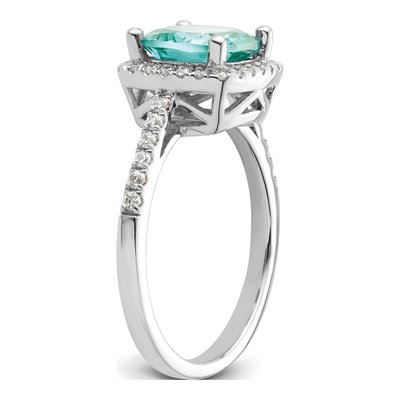 14K White Gold 0.27 ct tw Lab-Created Paraiba & Lab-Grown Diamond Cushion Ring – view 6