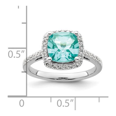 14K White Gold 0.27 ct tw Lab-Created Paraiba & Lab-Grown Diamond Cushion Ring – view 7