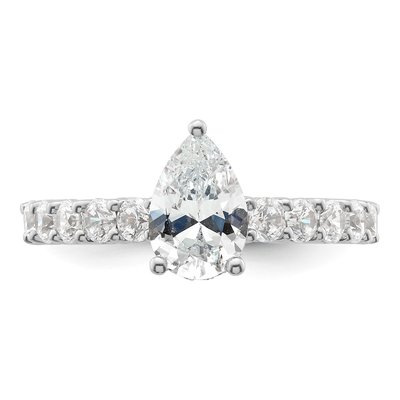 14K White Gold Lab-Grown Diamond Pear Engagement Ring Semi-Mount – view 5