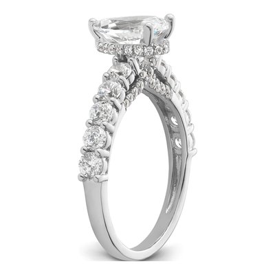 14K White Gold Lab-Grown Diamond Pear Engagement Ring Semi-Mount – view 7
