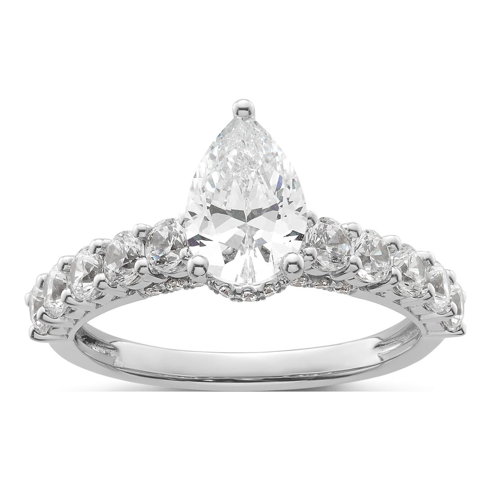 14K White Gold Lab-Grown Diamond Pear Engagement Ring Semi-Mount