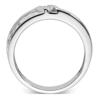 Men's 14K White Gold 1/10 ct tw Diamond Hammered Wedding Band – view 2