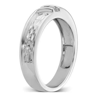 Men's 14K White Gold 1/10 ct tw Diamond Hammered Wedding Band – view 6