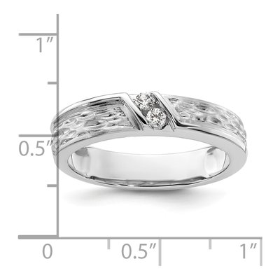 Men's 14K White Gold 1/10 ct tw Diamond Hammered Wedding Band – view 7
