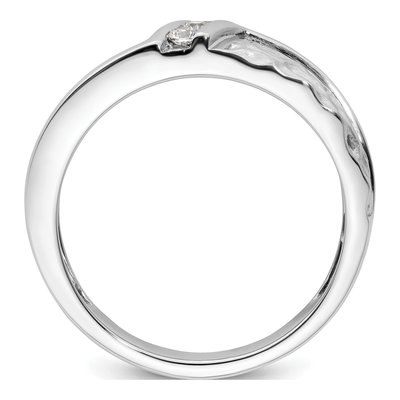 Men's 14K White Gold 1/8 ct tw Diamond Hammered Wedding Band – view 2