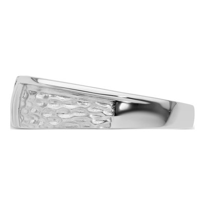 Men's 14K White Gold 1/8 ct tw Diamond Hammered Wedding Band – view 3