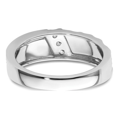 Men's 14K White Gold 1/8 ct tw Diamond Hammered Wedding Band – view 5