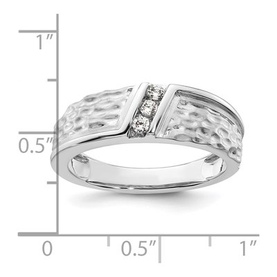 Men's 14K White Gold 1/8 ct tw Diamond Hammered Wedding Band – view 7