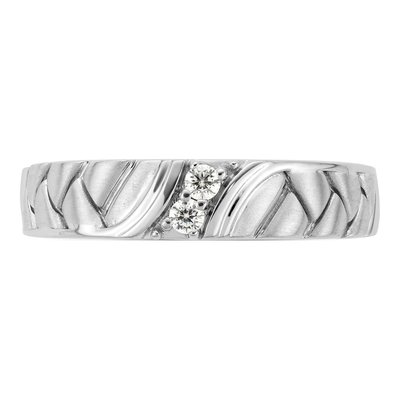 Men's 14K White Gold 1/10 ct tw Diamond Woven Wedding Band – view 4