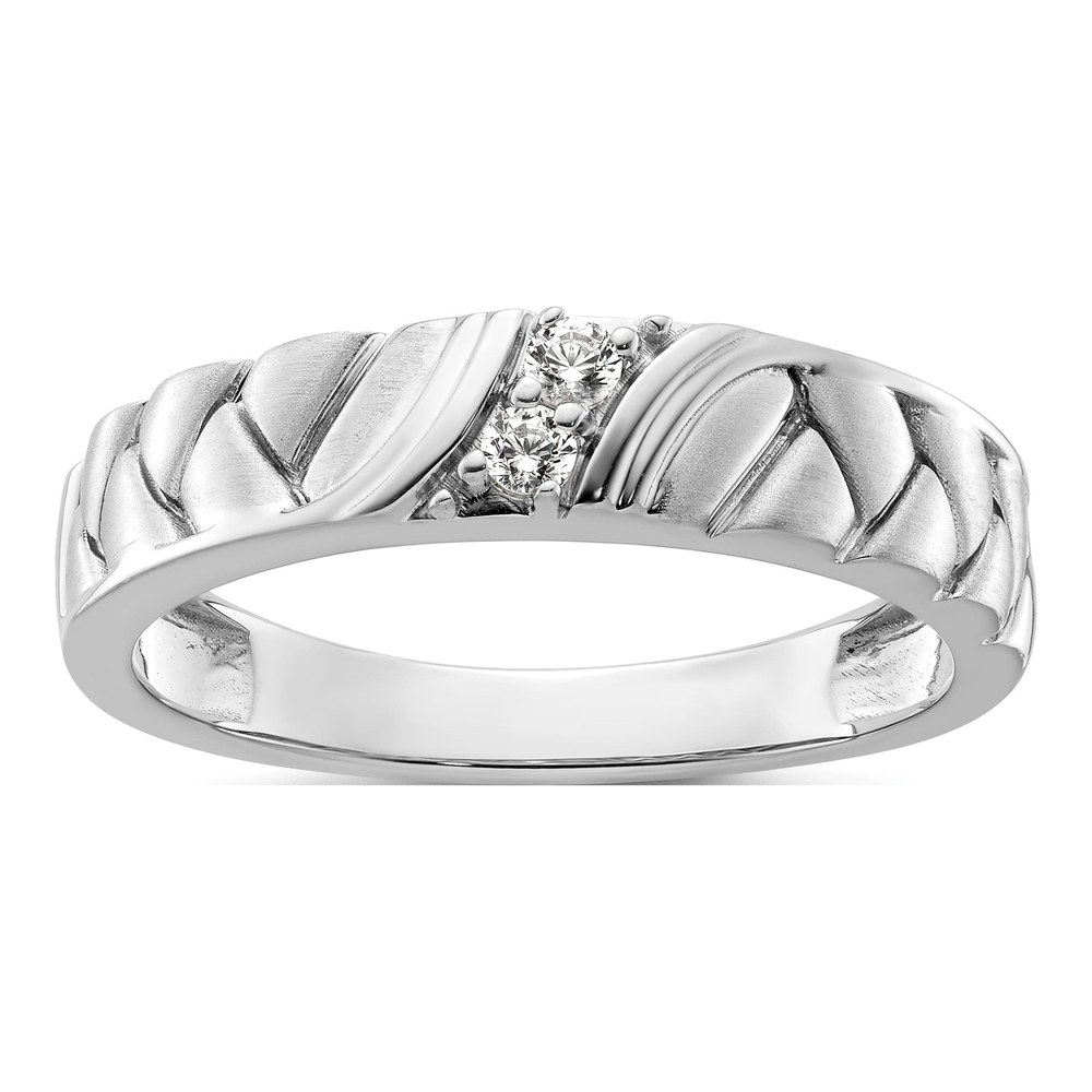 Men's 14K White Gold 1/10 ct tw Diamond Woven Wedding Band