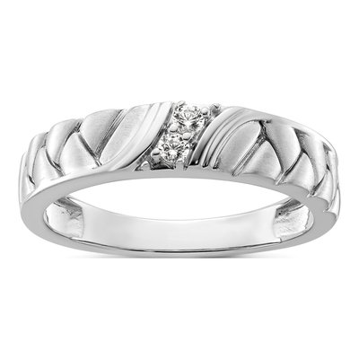 Men's 14K White Gold 1/10 ct tw Diamond Woven Wedding Band