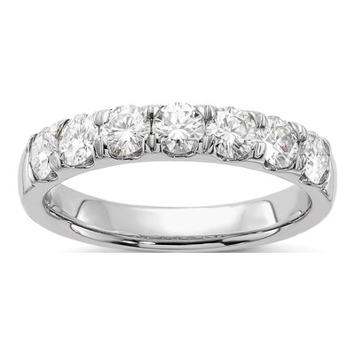 14K White Gold 1 ct tw Lab-Grown Diamond 7-Stone Wedding Band