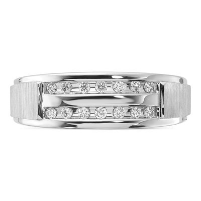 Men's 10K White Gold 1/5 ct tw Lab-Grown Diamond Double Row Ring – view 5