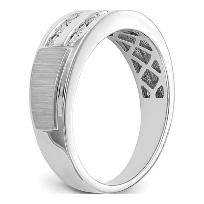 Men's 10K White Gold 1/5 ct tw Lab-Grown Diamond Double Row Ring – view 7