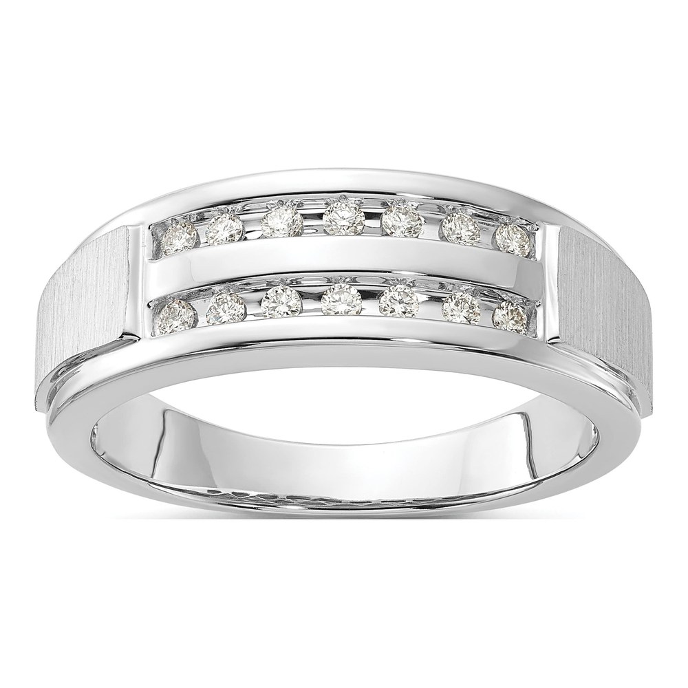 Men's 10K White Gold 1/5 ct tw Lab-Grown Diamond Double Row Ring