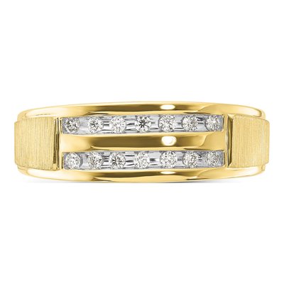 Men's 10K Yellow Gold 1/5 ct tw Lab-Grown Diamond Double Row Ring – view 4