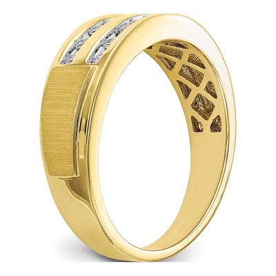 Men's 10K Yellow Gold 1/5 ct tw Lab-Grown Diamond Double Row Ring – view 6