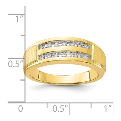 Men's 10K Yellow Gold 1/5 ct tw Lab-Grown Diamond Double Row Ring – view 7