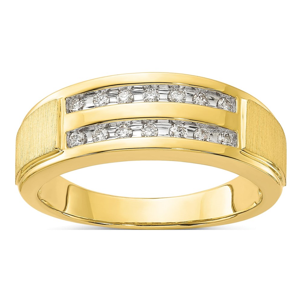 Men's 10K Yellow Gold Lab Grown Diamond Double Row Ring