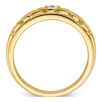 Men's 14K Yellow Gold 1/10 ct tw Diamond Grooved Wedding Band – view 2