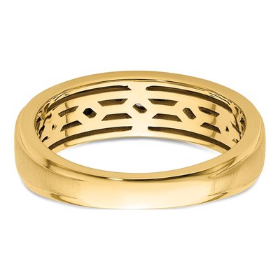 Men's 14K Yellow Gold 1/10 ct tw Diamond Grooved Wedding Band – view 5