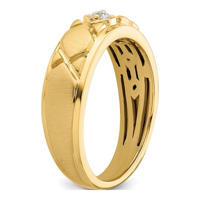 Men's 14K Yellow Gold 1/10 ct tw Diamond Grooved Wedding Band – view 6