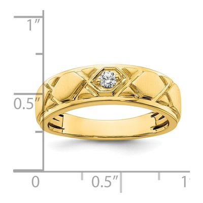 Men's 14K Yellow Gold 1/10 ct tw Diamond Grooved Wedding Band – view 8